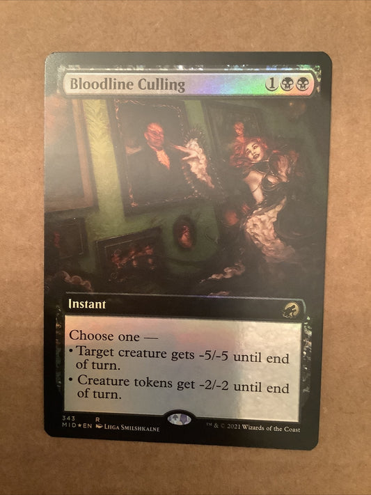 Bloodline Culling Extended Art Foil from Innistrad Midnight Hunt MTG card featuring flexible creature removal and token sweeping utility.