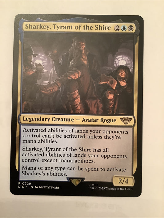 Sharkey Tyrant of the Shire LTR 229 Magic the Gathering legendary creature card.