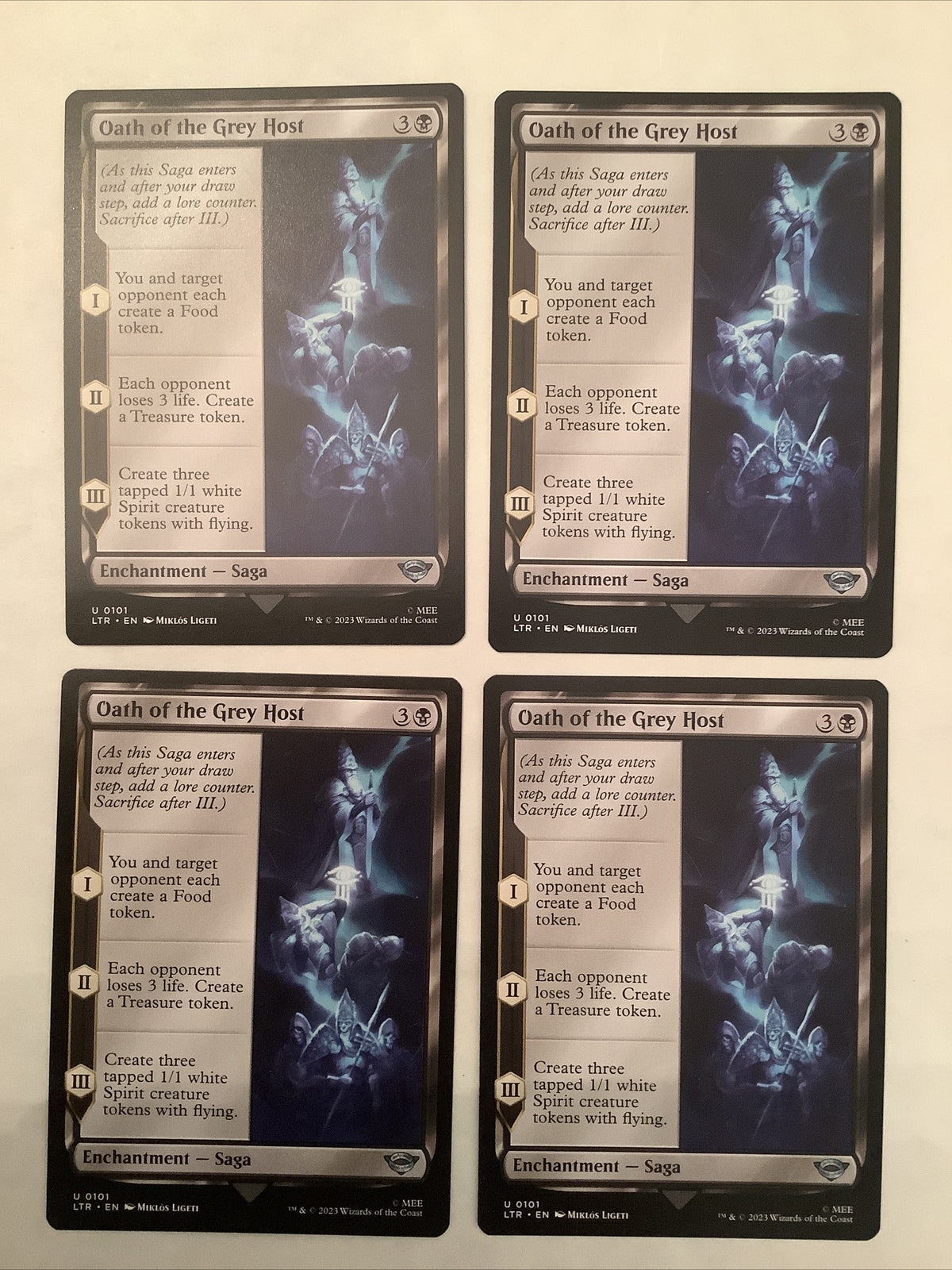 4x Oath of the Grey Host MTG Saga playset from Lord of the Rings LTR 30 by DM Vault Co