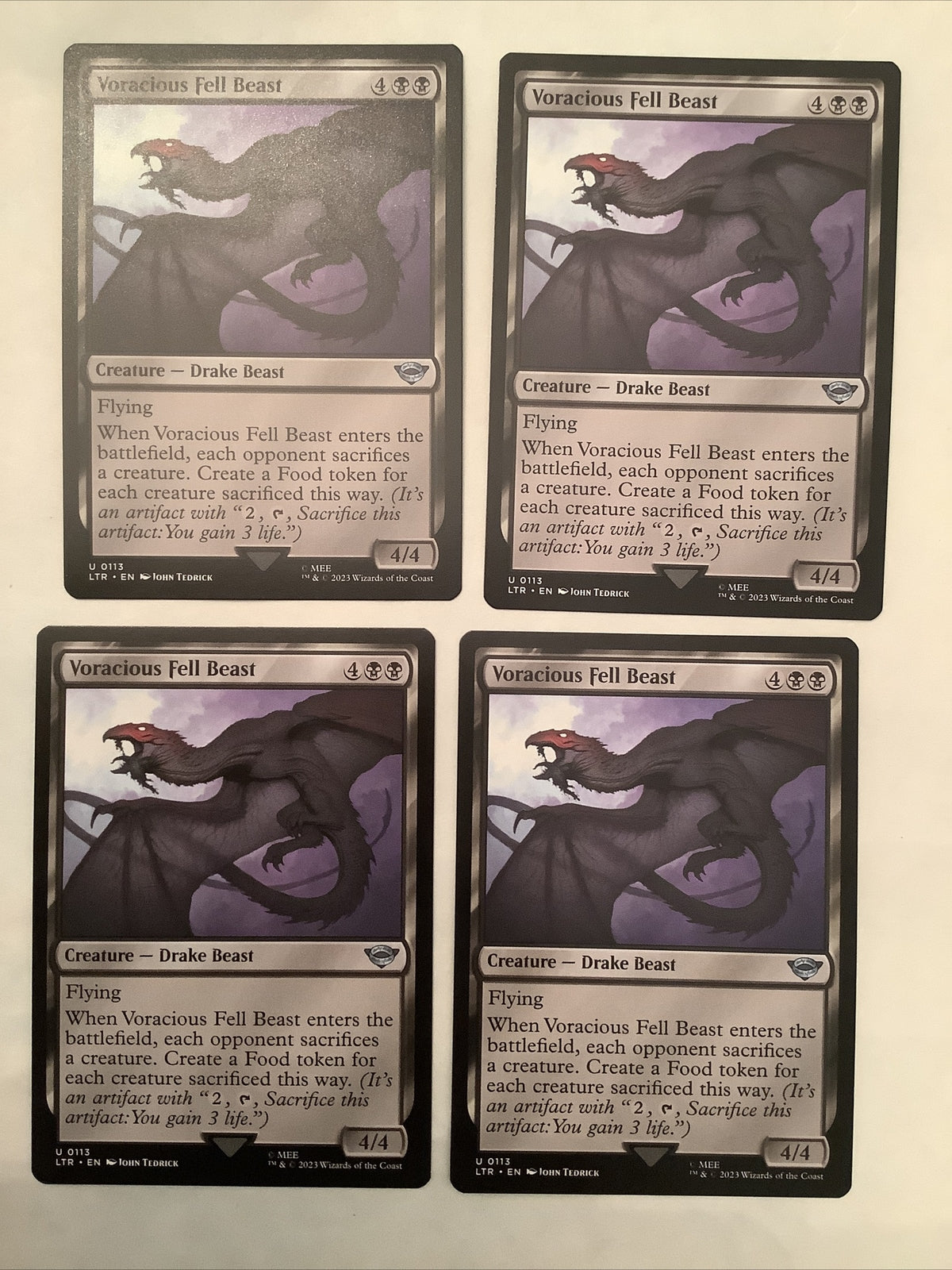 Magic: The Gathering LOTR Voracious Fell Beast creature drake beast card