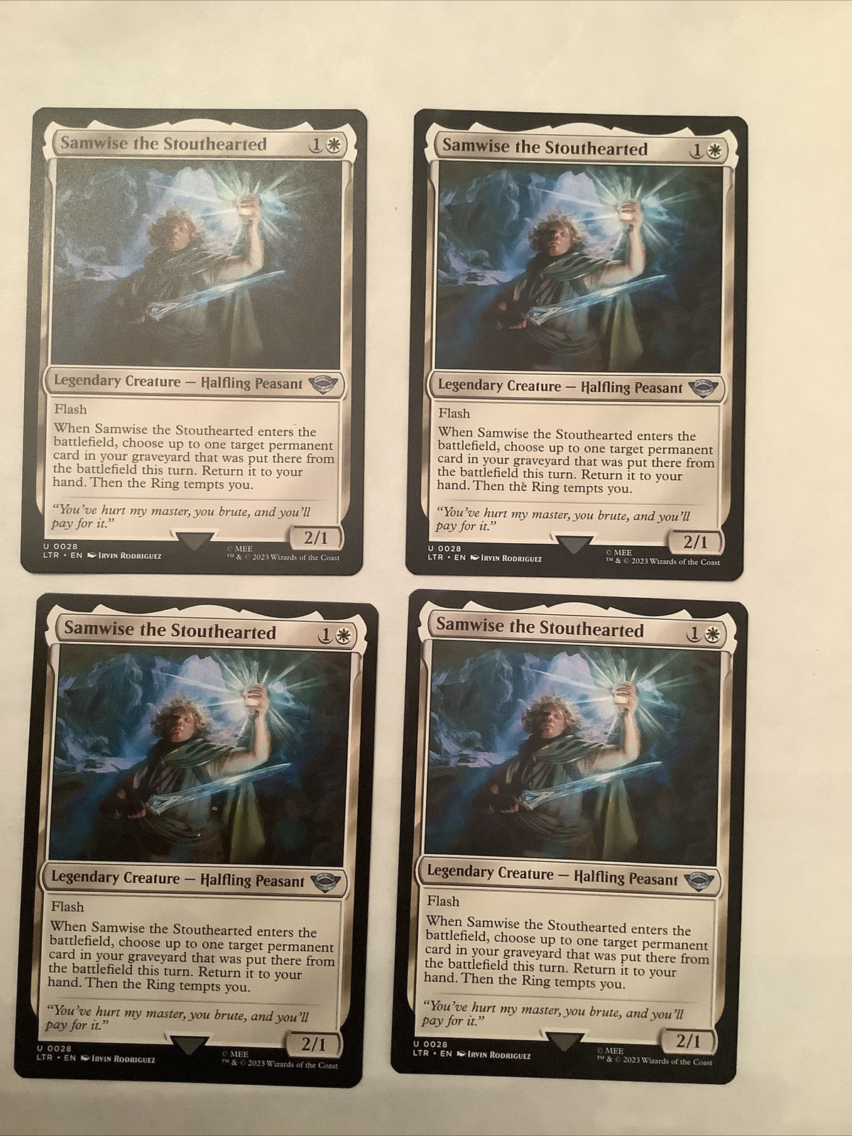 MTG LOTR: x4 Samwise the Stouthearted (Legendary Creature) Uncommon 0028