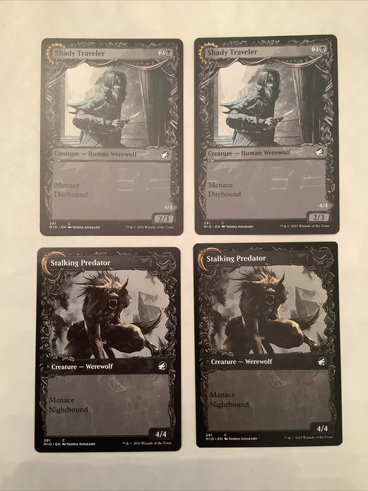 Shady Traveler Stalking Predator MID 291 MTG Showcase regular x4 Werewolf card