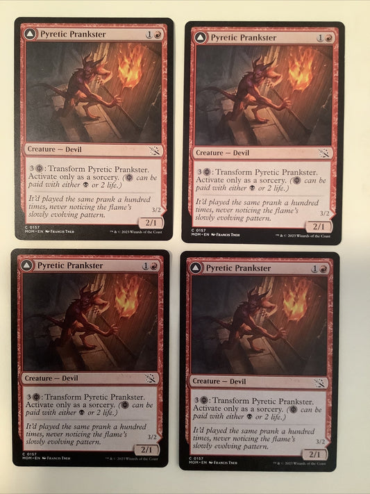 X4 Pyretic Prankster // Glistening Goremonger MOM 157 regular finish double-faced playset from March of the Machine.