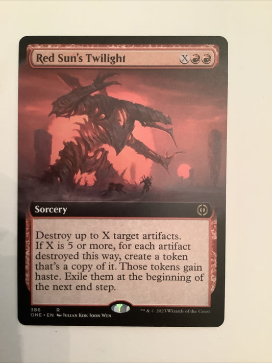 Red Sun's Twilight ONE 386 Extended Art MTG card from DM Vault Co.