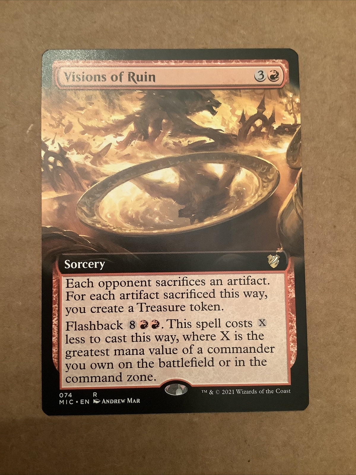 Visions of Ruin Magic the Gathering Midnight Hunt Commander extended art red rare sorcery