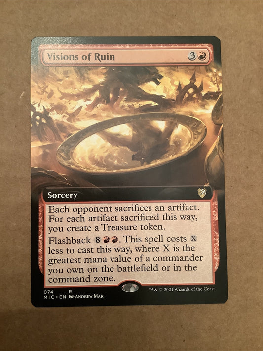 Visions of Ruin Magic the Gathering Midnight Hunt Commander extended art red rare sorcery