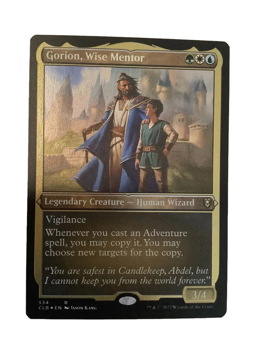 Gorion Wise Mentor etched foil legendary Human Wizard MTG card
