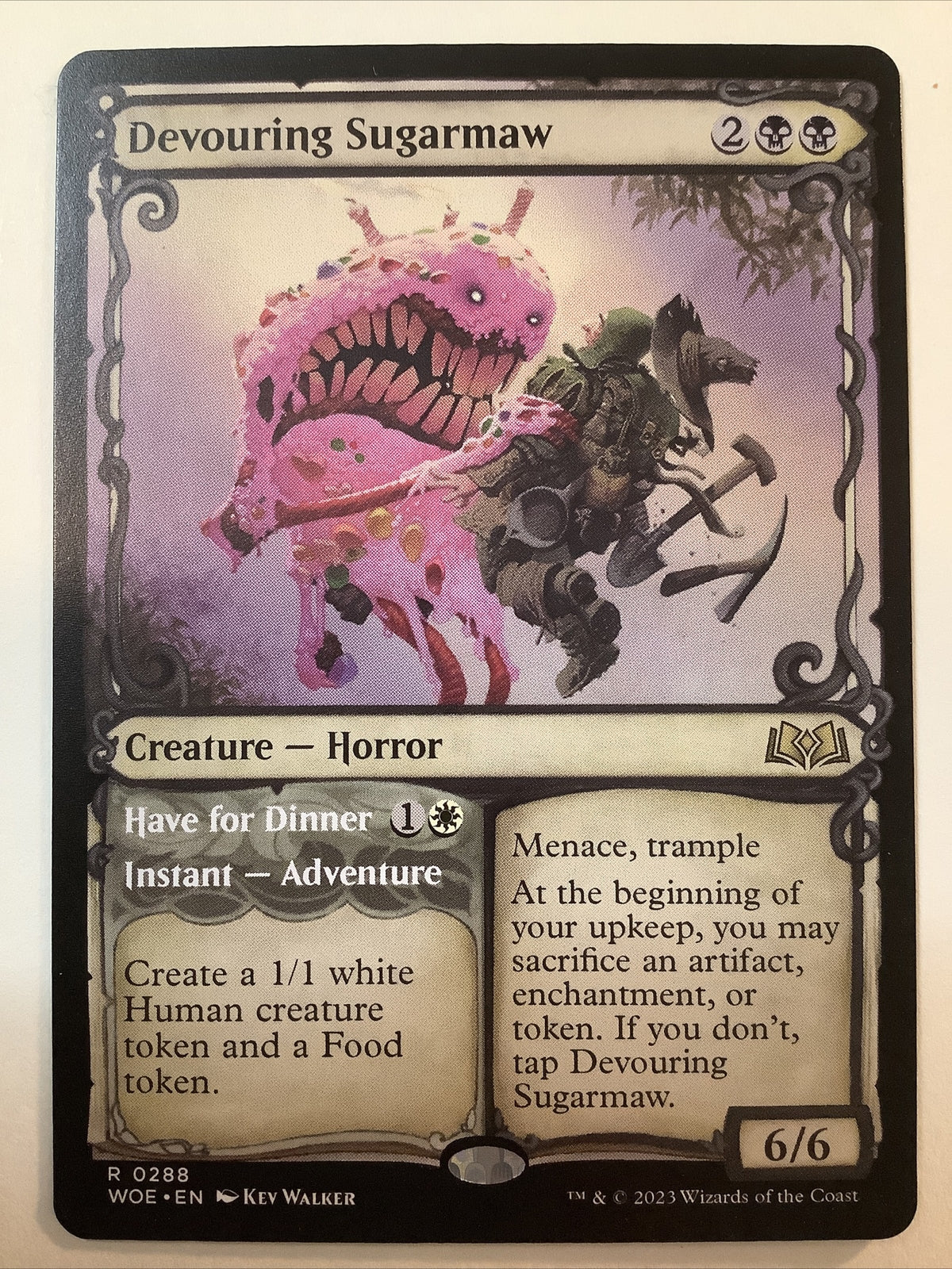 Devouring Sugarmaw showcase regular finish MTG Wilds of Eldraine Horror Adventure card from DM Vault Co