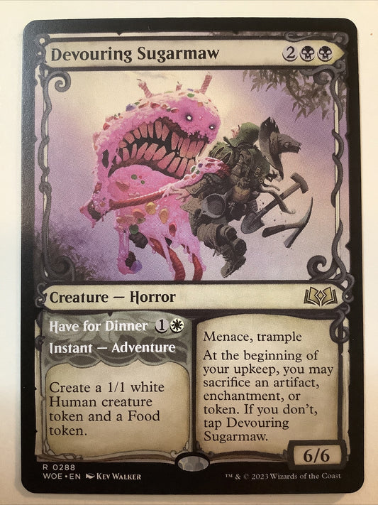 Devouring Sugarmaw showcase regular finish MTG Wilds of Eldraine Horror Adventure card from DM Vault Co