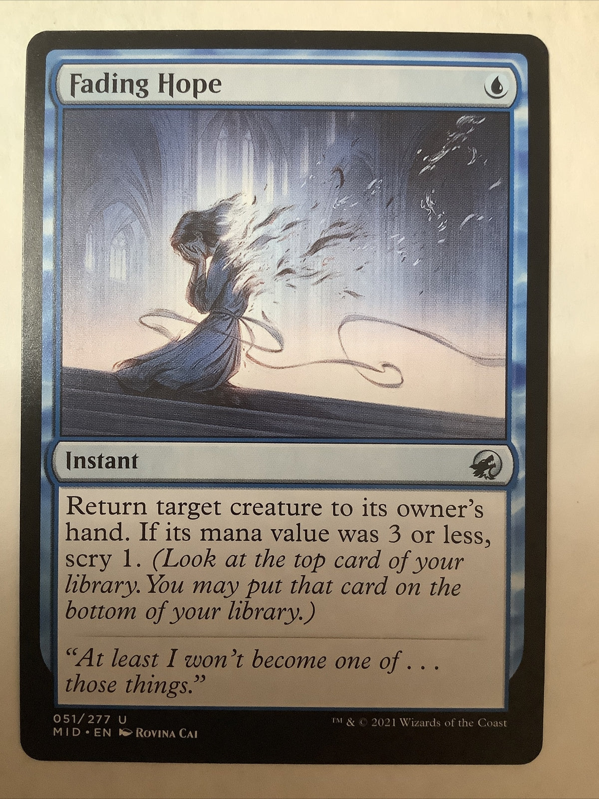 Magic the Gathering Fading Hope non-foil instant card from Innistrad Midnight Hunt