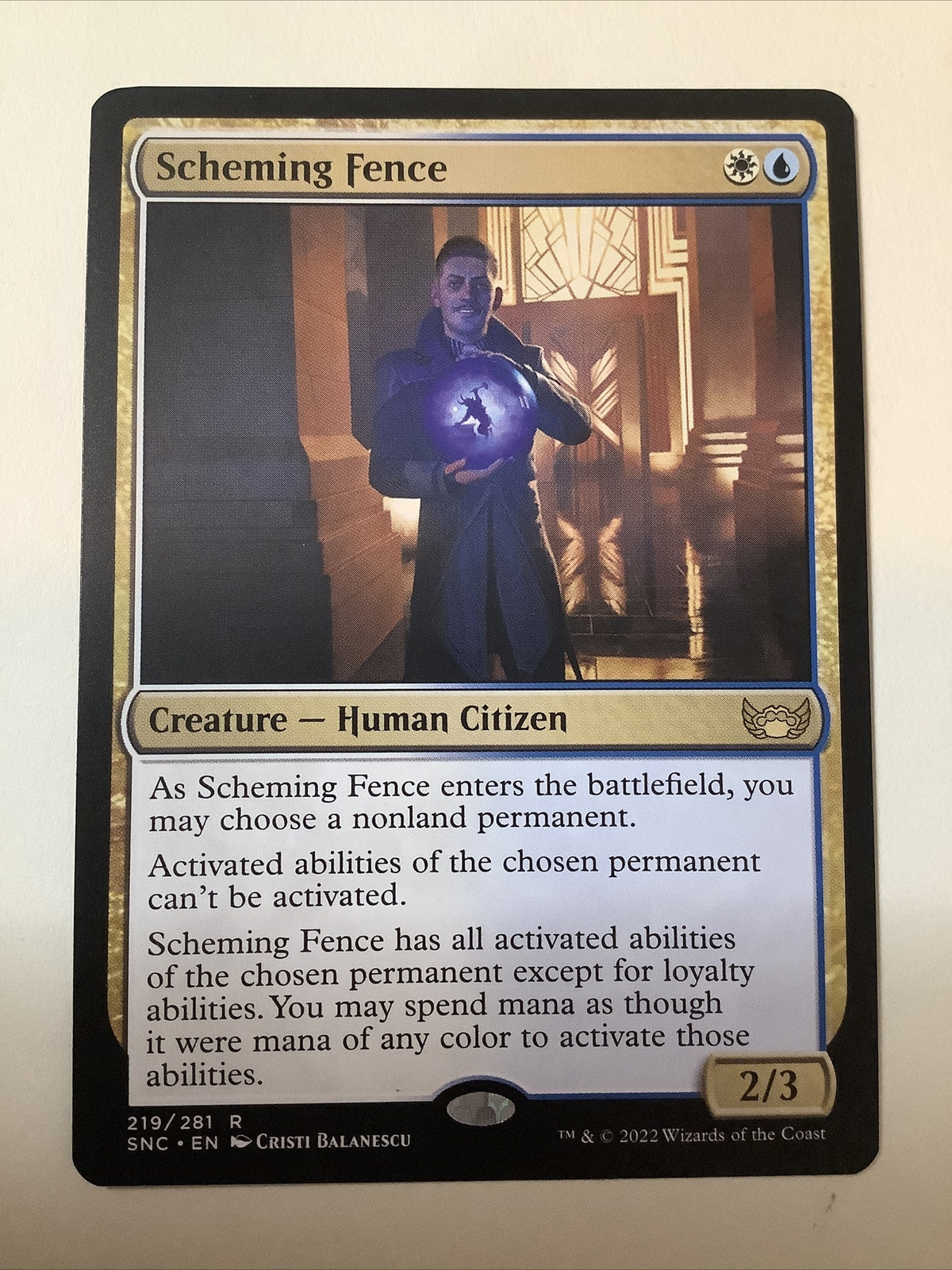 Scheming Fence Streets of New Capenna MTG rare card 219/281
