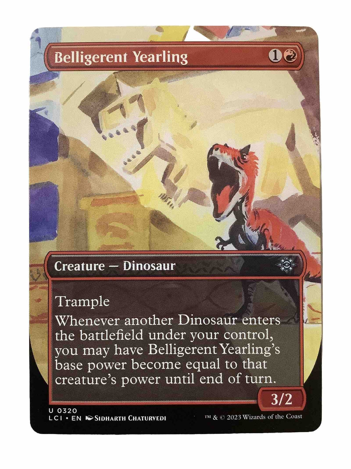 MTG LCI: Belligerent Yearling (Creature Dinosaur) Extended Art Uncommon 320