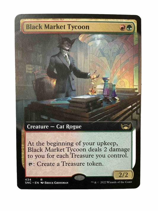 Black Market Tycoon Extended Art Rare Creature Cat Rogue from Streets of New Capenna MTG