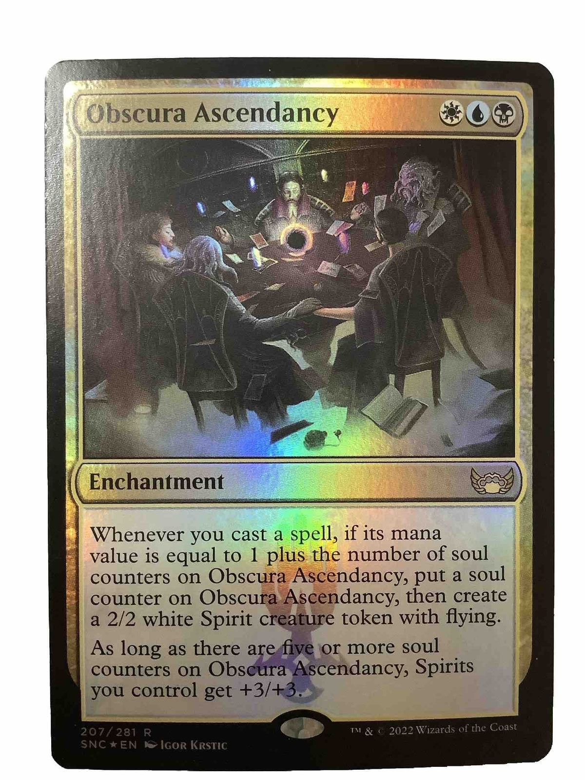 Obscura Ascendancy foil enchantment card from Streets of New Capenna 207/281