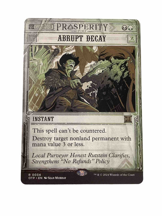 Abrupt Decay showcase instant card Prosperity Post frame Outlaws of Thunder Junction 0034