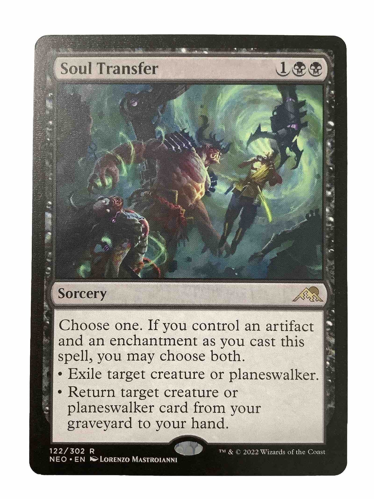 Soul Transfer NEO 122 MTG sorcery card from Kamigawa Neon Dynasty Reanimator strategy | DM Vault Co