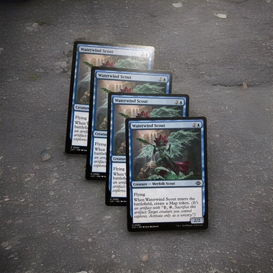 Waterwind Scout LCI 0084 Magic the Gathering Merfolk Scout creature card playset of four.