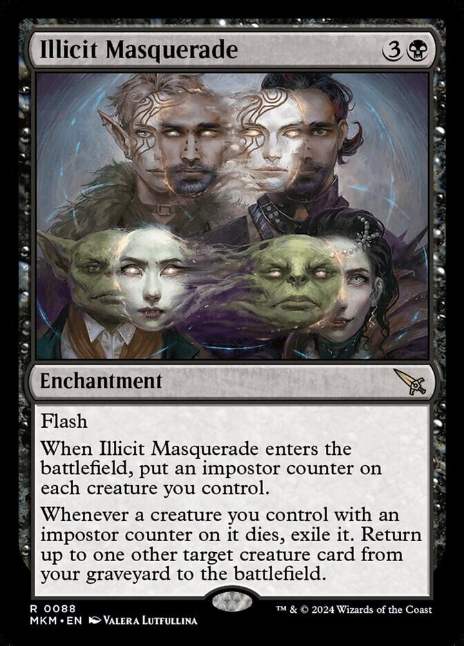 Illicit Masquerade MKM 088 Foil from Murders at Karlov Manor.