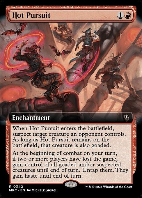 Hot Pursuit MKC 342 Extended Art Magic the Gathering enchantment card.