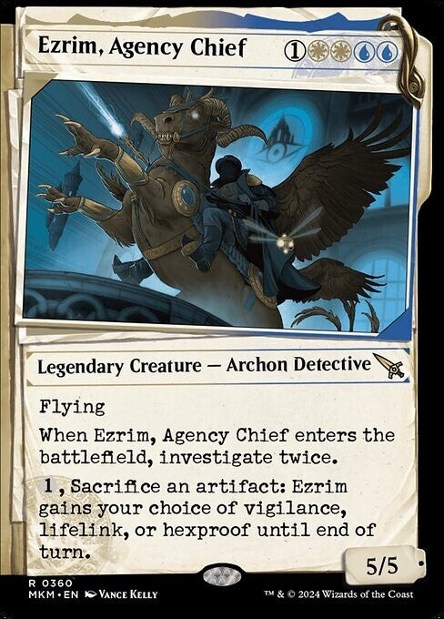Ezrim Agency Chief Showcase Foil MKM 036 MTG Clue legendary creature card by DM Vault Co
