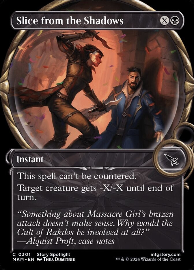 Slice from the Shadows MKM 301 Showcase Foil from Murders at Karlov Manor.