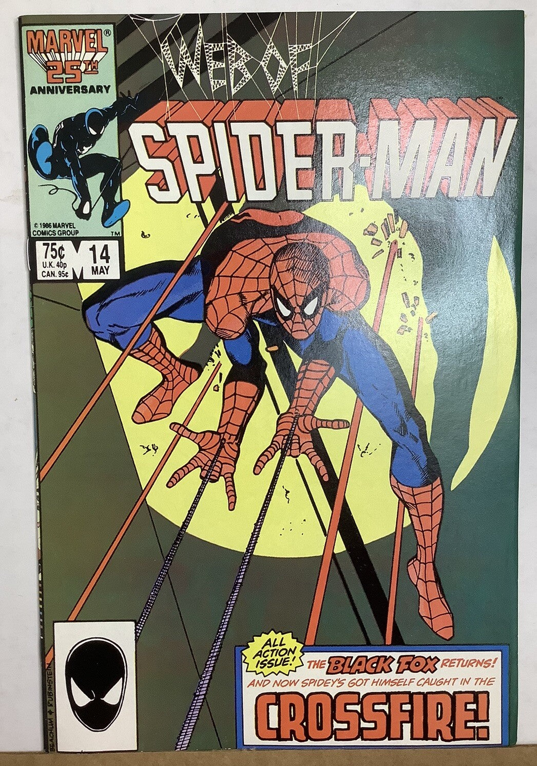 Web of Spider-Man #14 (1986) — Marvel Direct Edition, Black Fox “Crossfire!” Cover