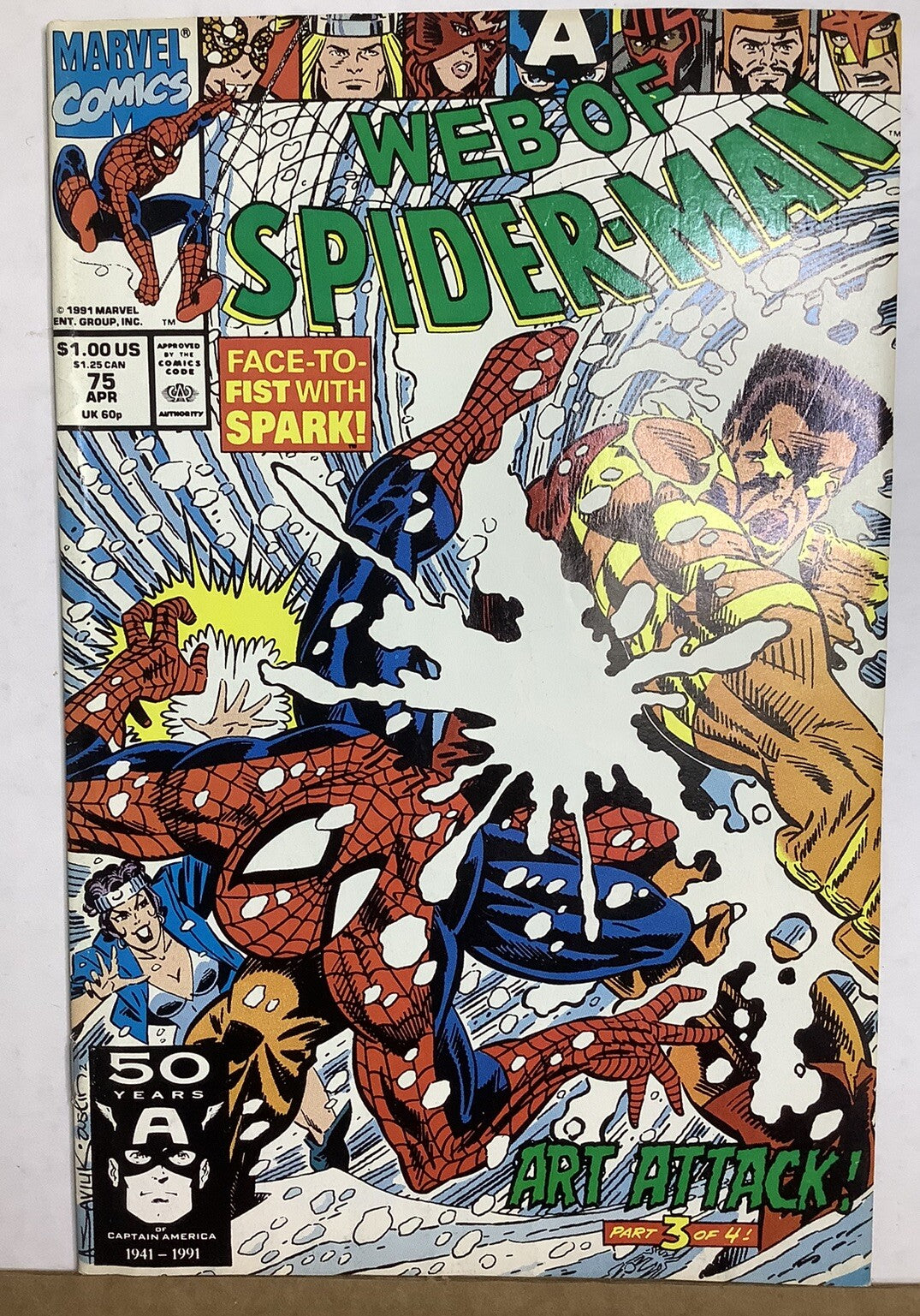 Web of Spider-Man #75 (1991) Direct Edition — Team-Up with Captain America, Thor, and Iceman