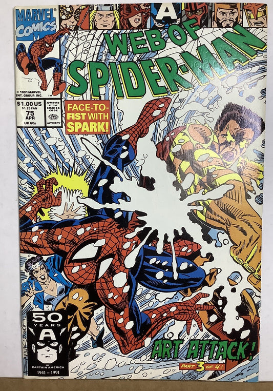 Web of Spider-Man #75 (1991) Direct Edition — Team-Up with Captain America, Thor, and Iceman