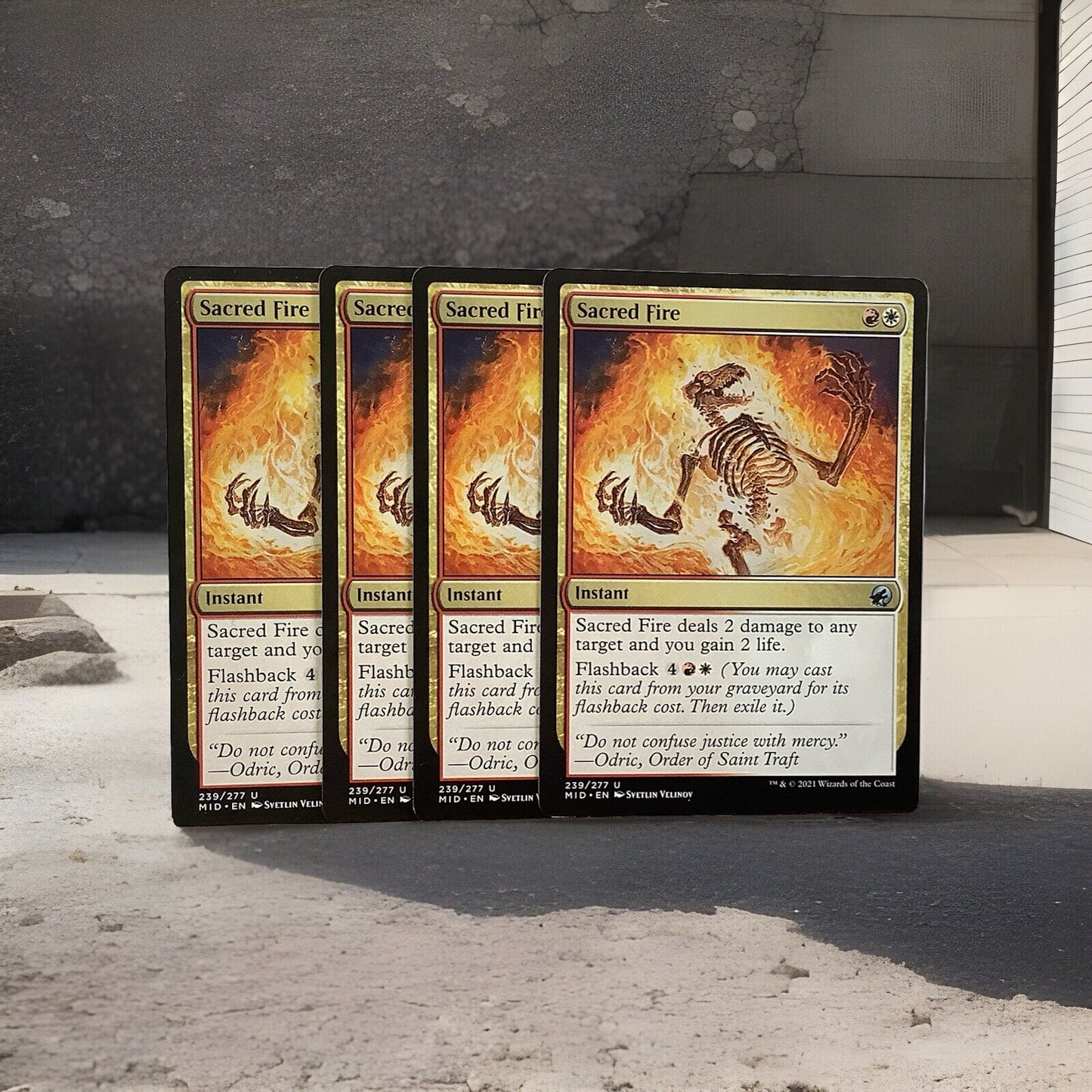 Sacred Fire MTG instant uncommon Innistrad Midnight Hunt 239 four card lot