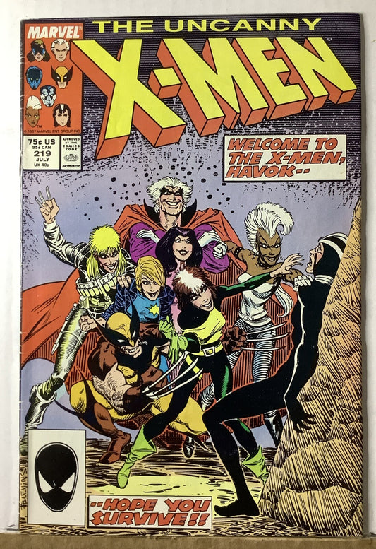 Uncanny X-Men #219 Direct Edition comic cover by Barry Windsor-Smith