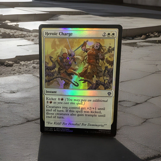 Heroic Charge DMU 020 Foil Magic the Gathering instant card with kicker ability.