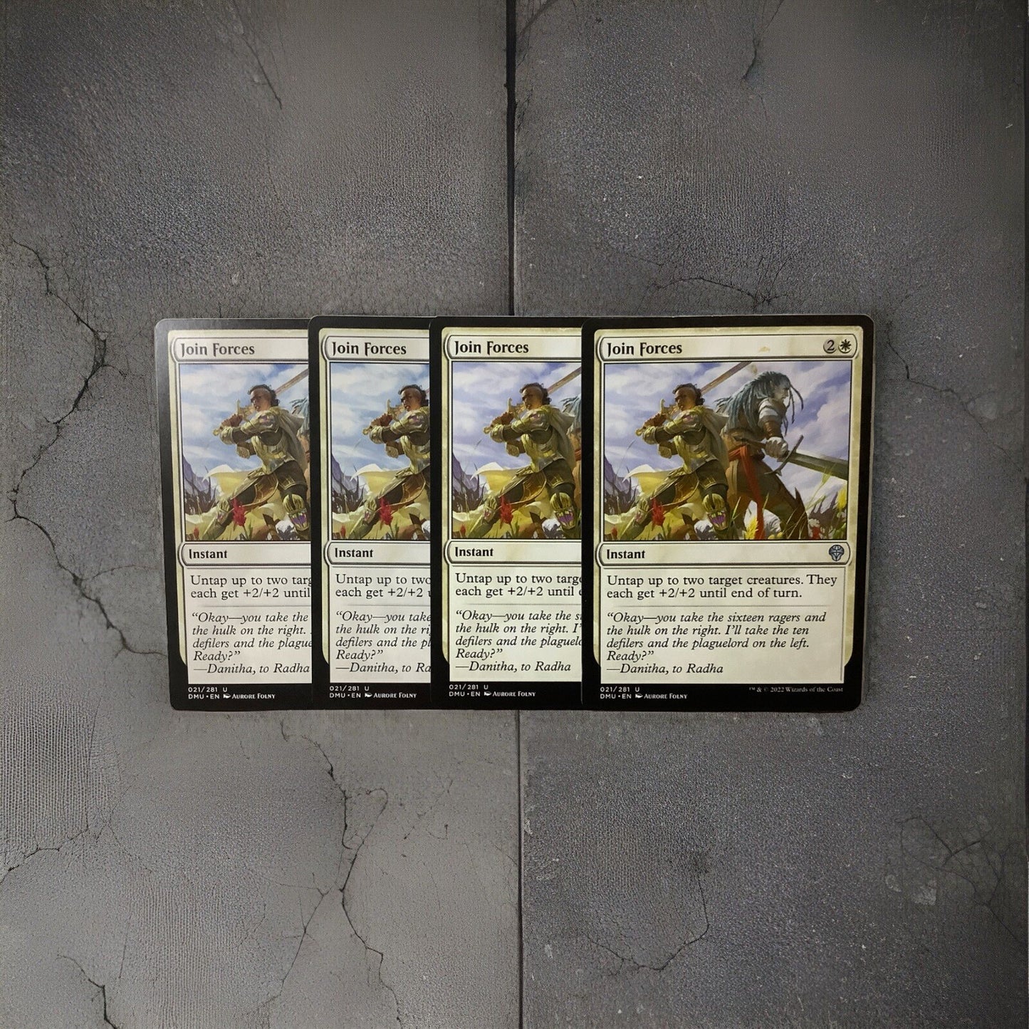 Join Forces DMU 0217 Magic the Gathering instant card playset of four.