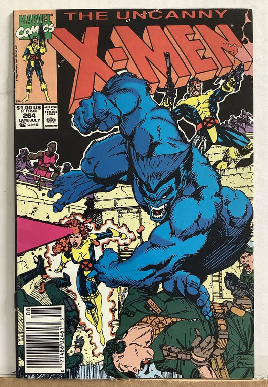 Uncanny X-Men #264 comic book cover from Marvel Comics featuring Beast and the X-Men.