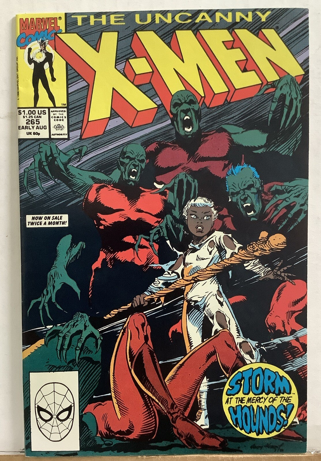 Uncanny X-Men #265 comic book cover from Marvel Comics featuring Storm.