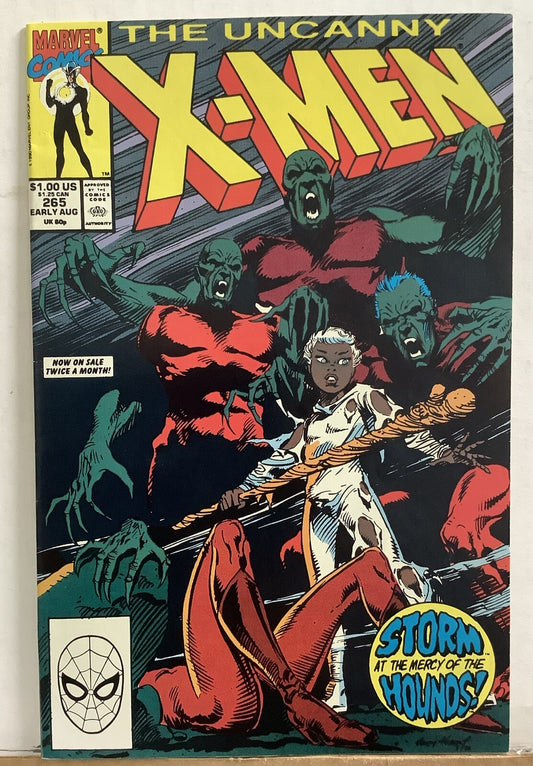 Uncanny X-Men #265 comic book cover from Marvel Comics featuring Storm.