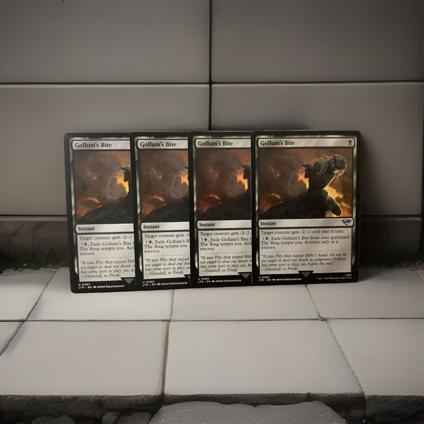 Four Gollum’s Bite instant cards from MTG Lord of the Rings Tales of Middle-earth