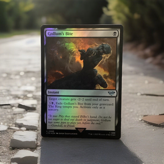 Foil Gollum’s Bite instant card from MTG Lord of the Rings Tales of Middle-earth