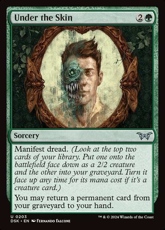 Magic: The Gathering card Under the Skin (DSK 0203) from Duskmourn: House of Horror.
