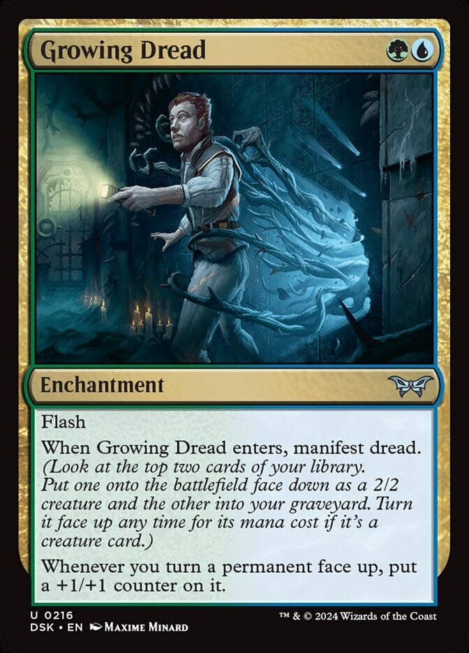 Growing Dread enchantment card from Duskmourn 0216