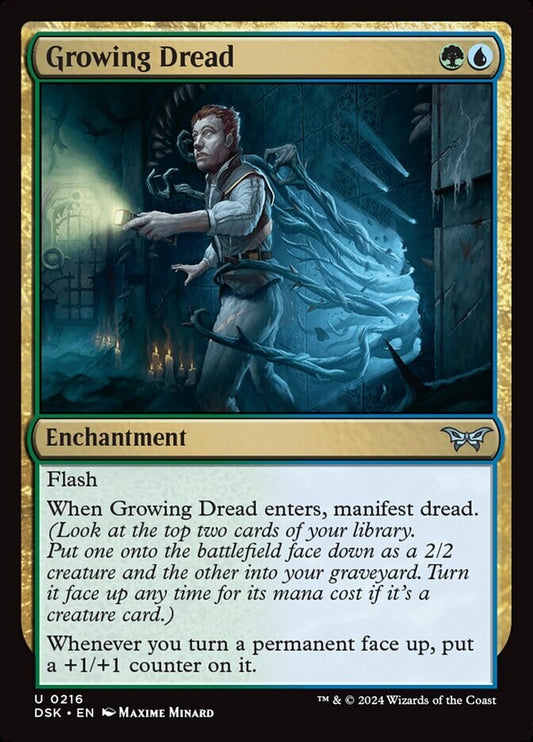 Growing Dread enchantment card from Duskmourn 0216