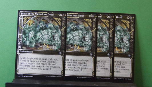 Four Feast of the Victorious Dead showcase enchantment cards from March of the Machine The Aftermath 0080