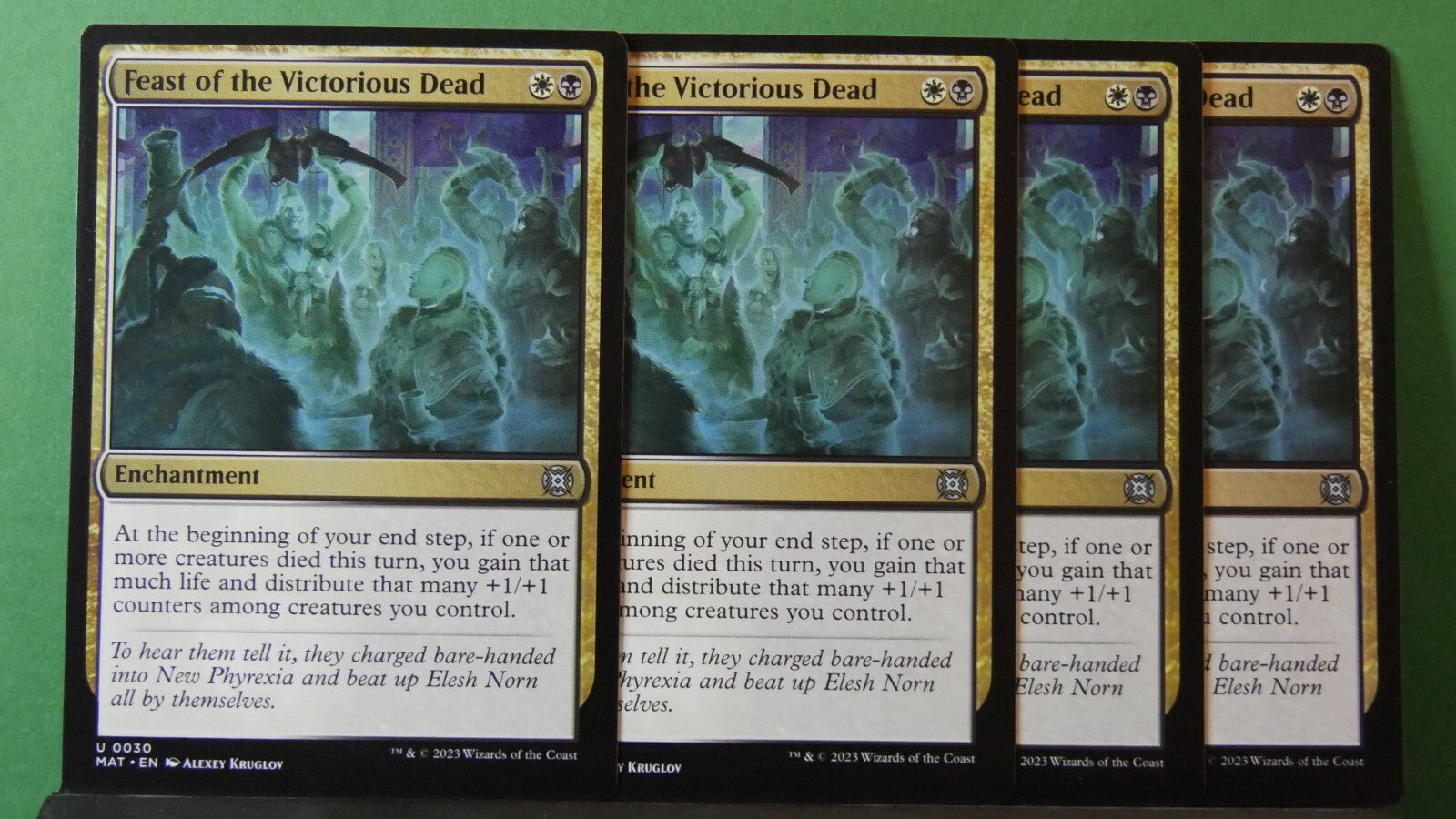 Four Feast of the Victorious Dead regular enchantment cards from March of the Machine The Aftermath 0030