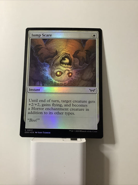 Foil MTG Jump Scare card (Duskmourn DSK 017) instant spell close-up
