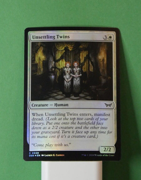 Foil Unsettling Twins MTG card (Duskmourn DSK 038) common Human creature
