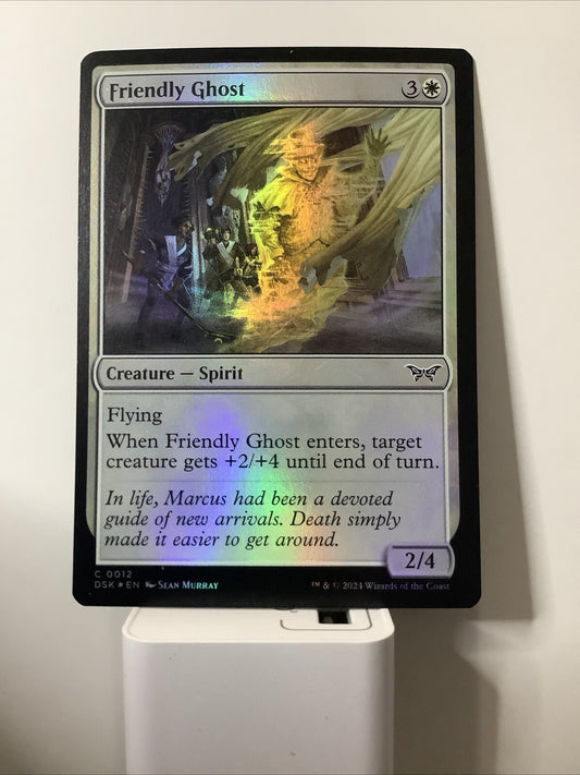 Friendly Ghost foil MTG Duskmourn DSK 12 Spirit flying creature card from DM Vault Co