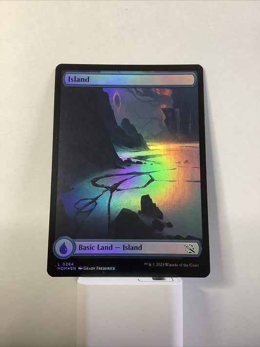 Magic the Gathering Island extended art foil basic land from March of the Machine set