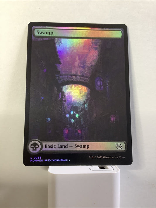 Swamp extended art foil March of the Machine MTG basic land 286