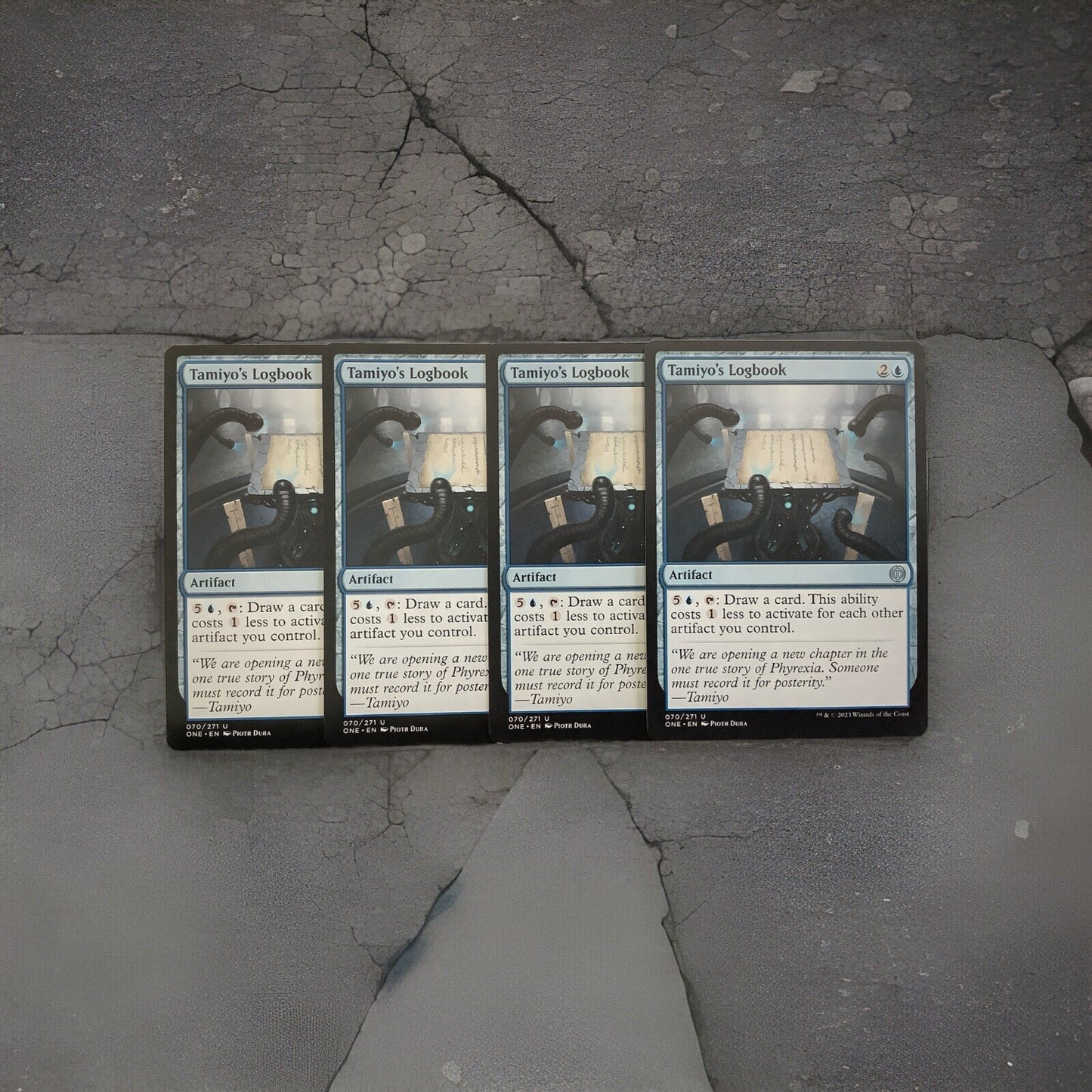 x4 Tamiyo's Logbook ONE 70 MTG cards from DM Vault Co.