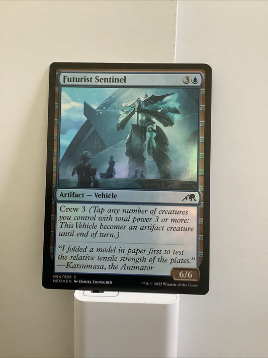 Futurist Sentinel NEO 054 Magic the Gathering foil artifact vehicle card from Kamigawa Neon Dynasty.