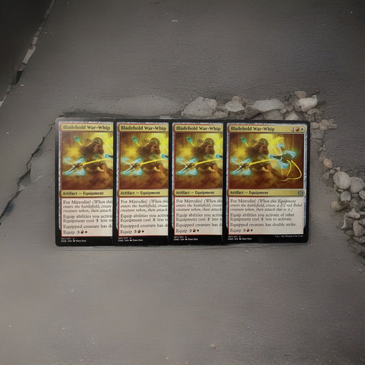 Bladehold War-Whip x4 ONE MTG Equipment double strike cards by DM Vault Co